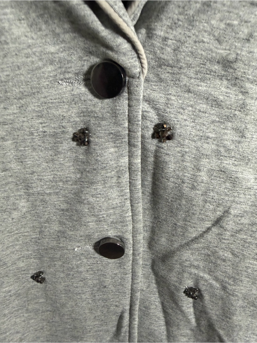 Gray Knit Blazer Jacket with Embellished Embroidery NEW - Picture 4 of 8